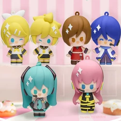 Hatsune Miku Kagamine Rin Len Chain Soft Rubber Keyring Phone Pendant Anime Model Girls Fufu Figure 2024 Keychain Kaito Backpack