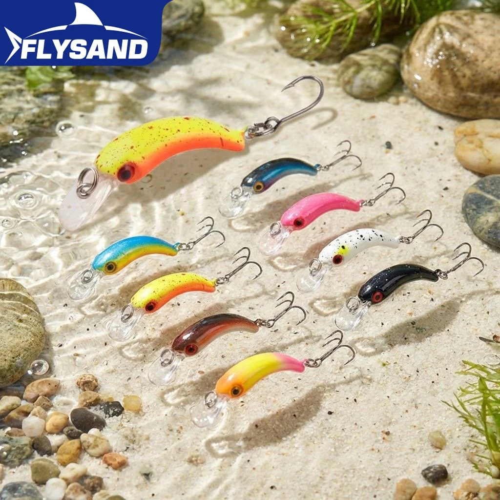 

Набор из 8 мини-приманок для рыбалки: жесткие воблеры с острыми крючками и 3D-глазами для пресной и морской воды