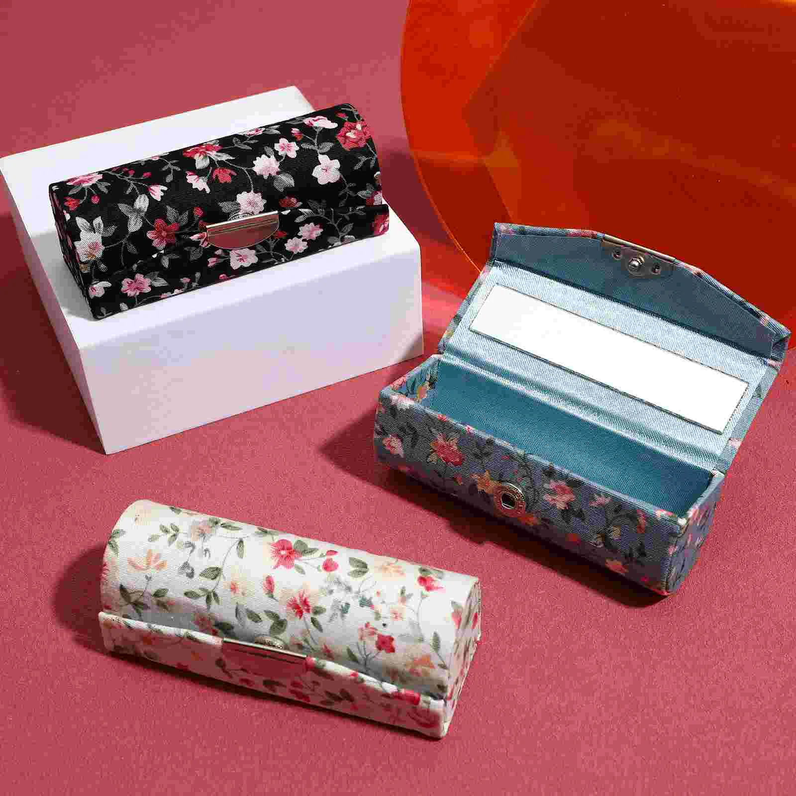 4 Pcs Lipstick Holder Case Tint with Mirror for Purse Holders and Organizers Gloss Boxes Cosmetics Bag