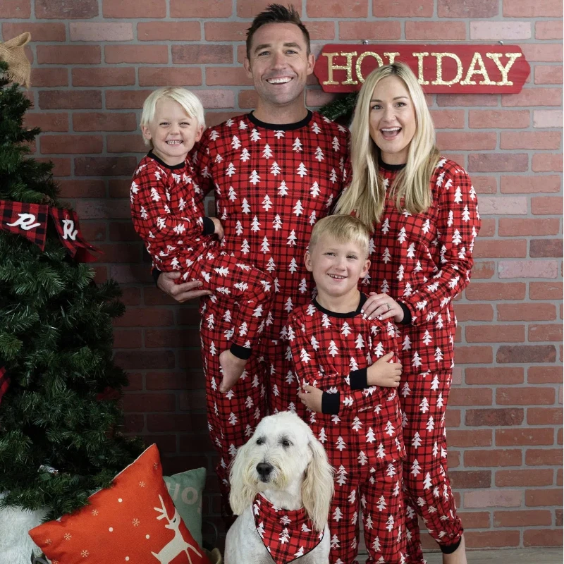 

2024 Christmas Parent-child Sleepwear for Sleeping Outfit Family Outfit Christmas Christmas Tree Print Parent-child Pajama