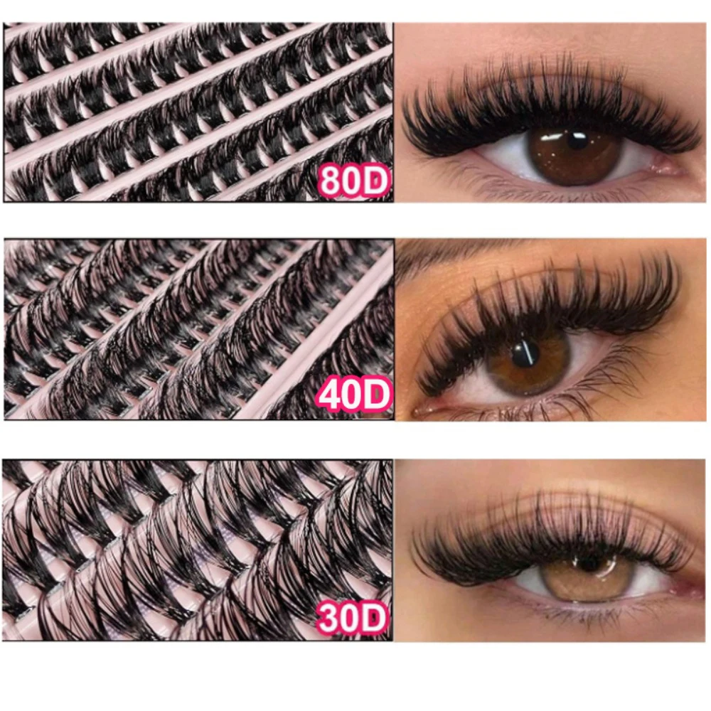 

40D Heat Bonded False Eyelashes Mixed Natural Thick Dense Curly Fake Eyelash Individual Cluster Lashes Makeup Accessories