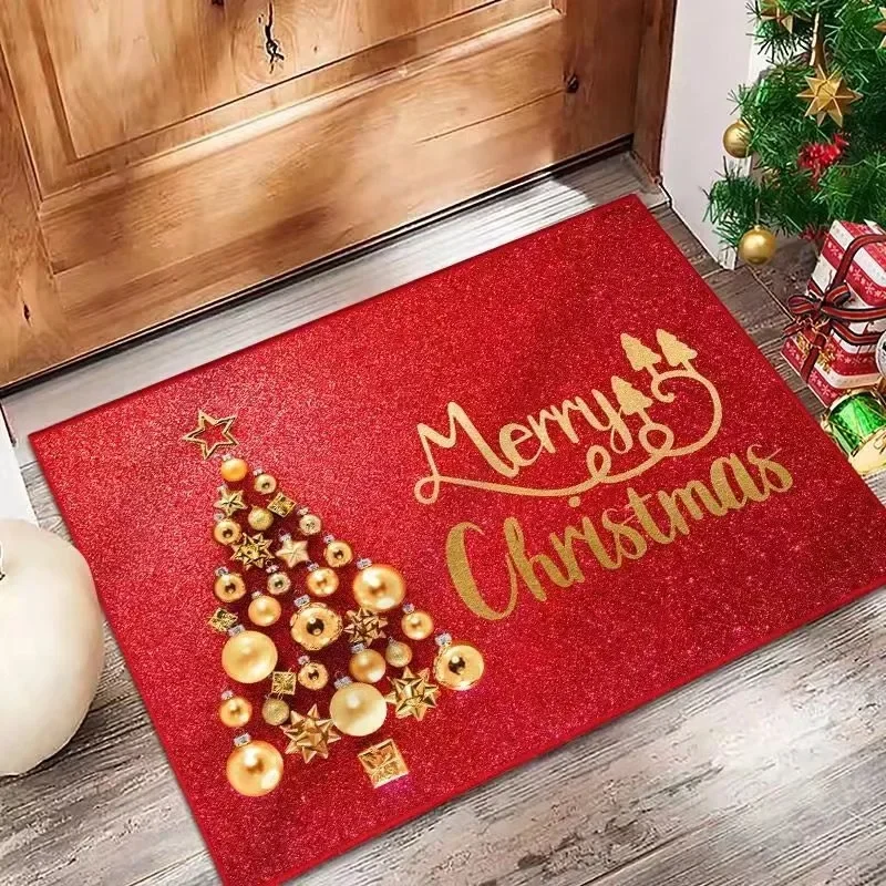 Christmas Entrance Door  Earth Rubbing Foot  Crystal Velvet Bathroom Absorbent Floor  Anti Slip   Decoration