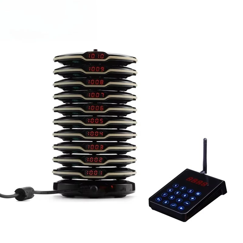Cafe Buzzer Wireless Queue Calling Paging System Customer Service Bell Pager Restaurant for Vibration Transmitter
