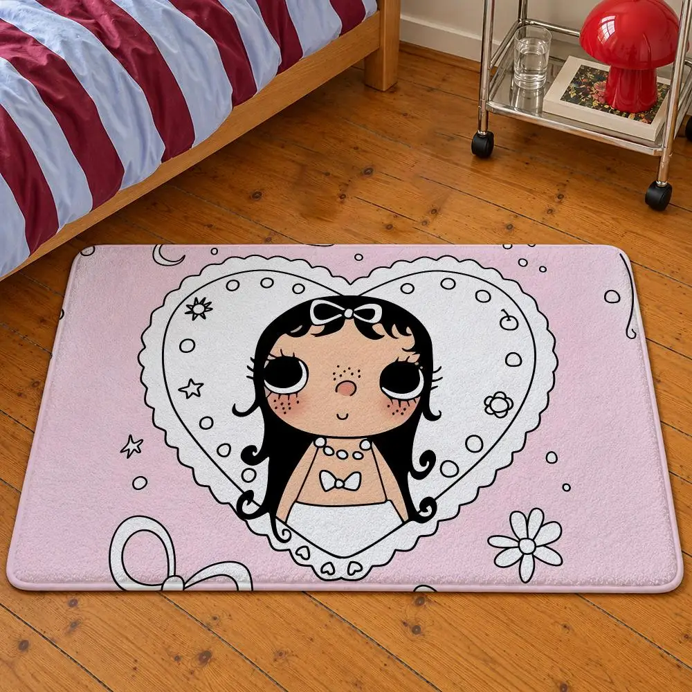 Eyes Floor Girl Mat Soft Big With Flannel Entrance Doormat Kawaii Non-Slip Washable Rug For Bedroom Kitchen Cute Home Decor