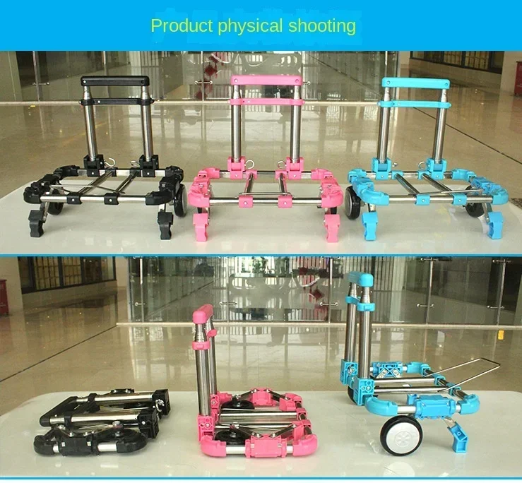 Portable Stainless Steel Folding Shopping Cart Trolley Trolley Small Trolley Trailer Luggage Cart Elderly Cart Grocery