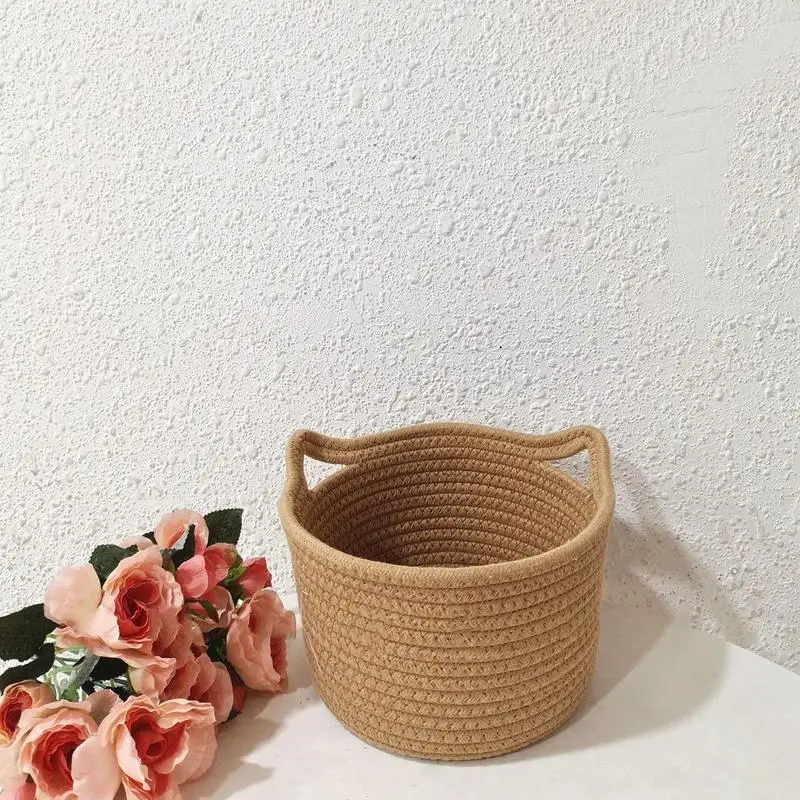 Cat Shaped Storage Basket Cat Ear Shape Desktop Storage Basket For Toys Clothing Cosmetics Sundries Makeup Books Towels Nursery