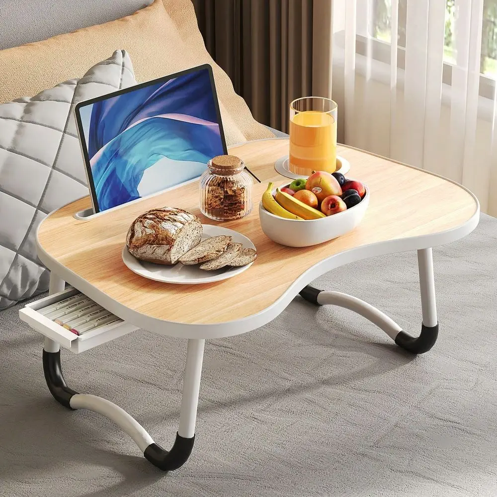 Laptop Bed Desk, Bed Laptop Desk, Foldable Laptop Bed Desk , Desktop Card Slot, Cup Slot, Side Drawer, Portable Laptop Desk, Su