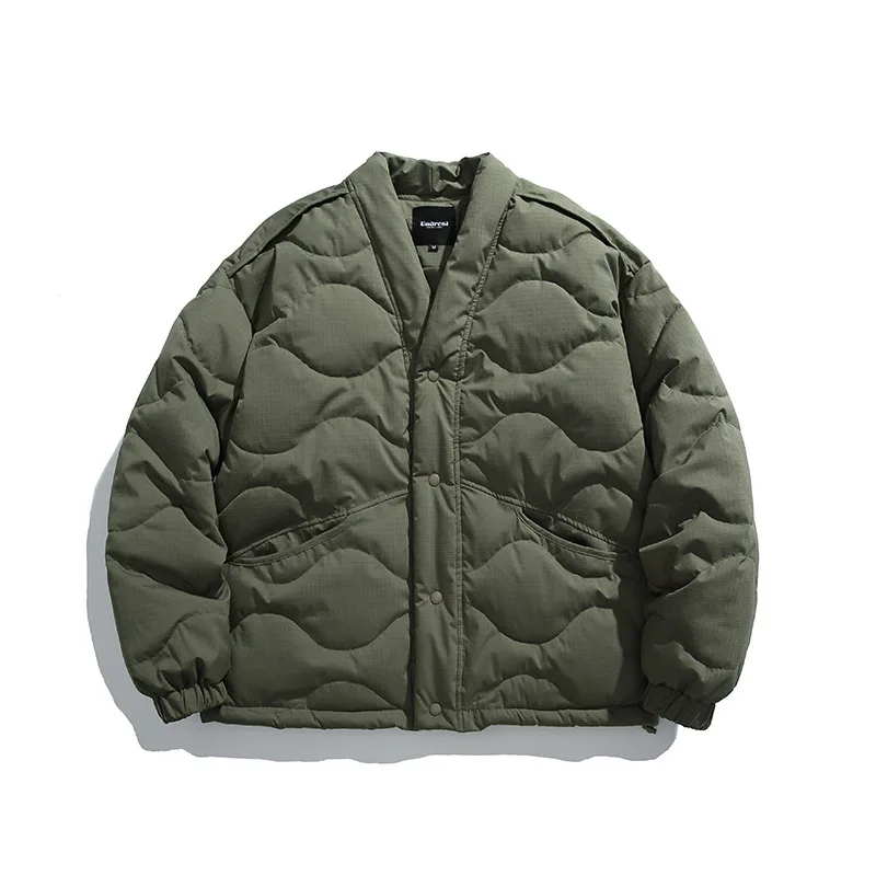 الشتاء اليابانية الرجعية مبطن القرع منقوشة القطن معطف الرجال والنساء فضفاضة وسميكة الطاوية رداء سترة بدون ياقة #6