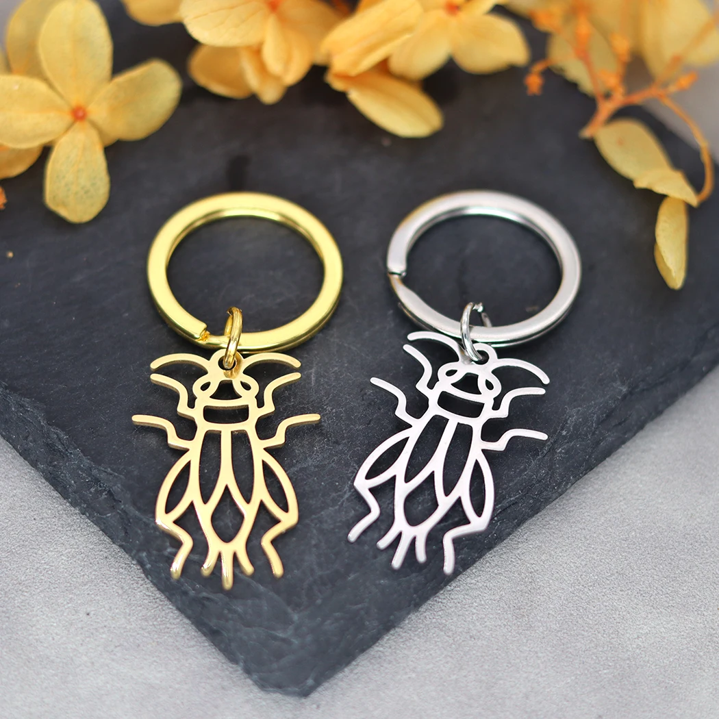 Wholesale Geometric Pendant Insect  Cute Animal Jewelry Key Chain Key RingMinimalist Insect Key Chain Key Ring For Women Stainle