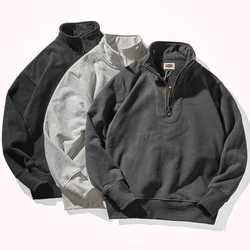 Plush thickened heavyweight 2022 autumn winter Japanese stand collar loose sweater Pullover casual coat
