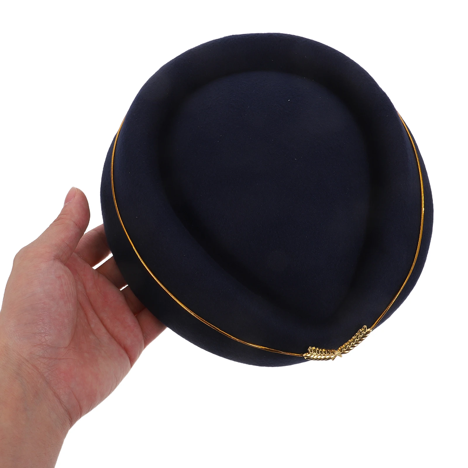 

Woolen Flight Attendant Hat Women Air Stewardess Hat Size M Navy Blue for Costume Cosplay Stage Air Stewardess Cap