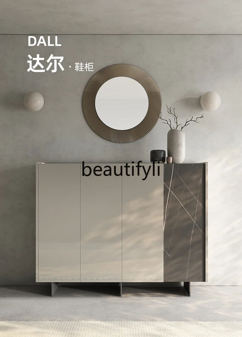 

S7486teae Italian light luxury rock slab shoe cabinet solid wood storage cabinet living room home entrance cabinet integrated