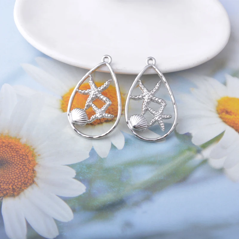 10 Stück/Set Strand-Ozean-Tropfenanhänger, Seestern- und Muschel-Legierungsanhänger für DIY-Ohrringe und Halsketten – Detail 8