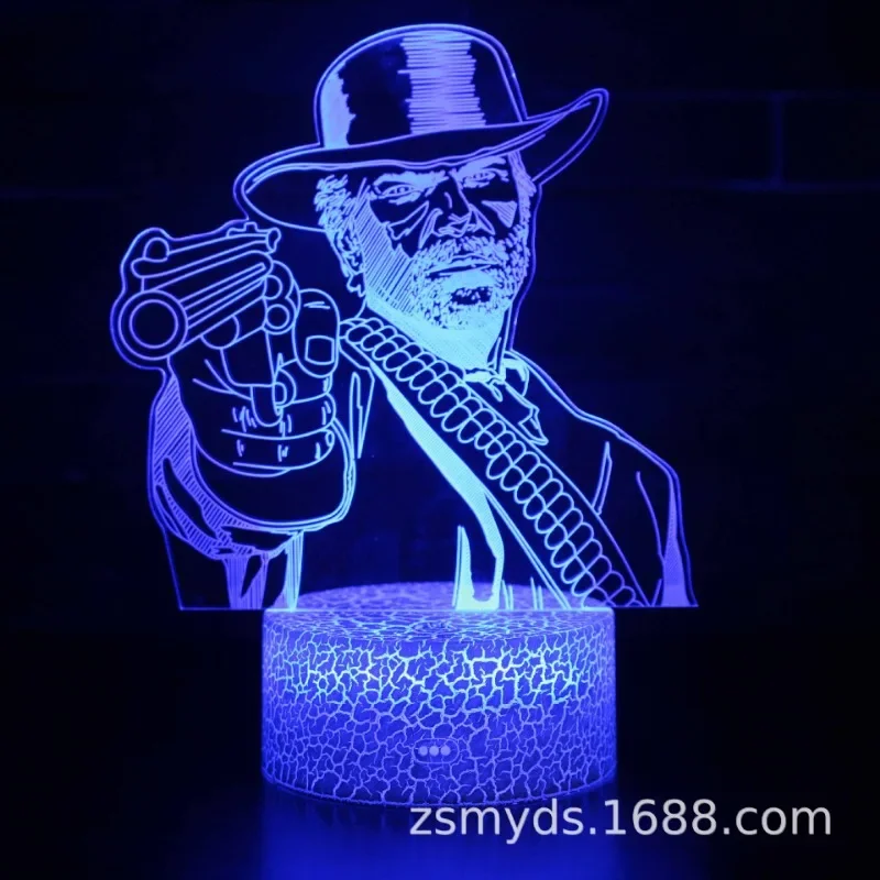 

2014 New Red Dead Redemption Game Series 3D Colorful Touch LED Night Light USB Creative Gift Lamp Strange Bedside Lamp Hot