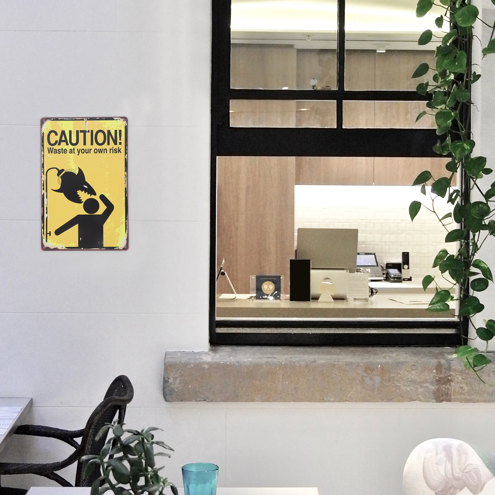 

Warning Sign Lightweight Caution Traffic Sign Yellow Iron Versatile Resistant Indoor Outdoor