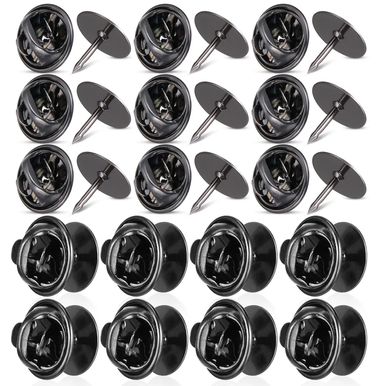 

50Sets Enamel Pin Backs Secure Locking Mechanism for Lapel Pins Brooches Tie Tacks Badges Name Tags DIY Craft Accessories