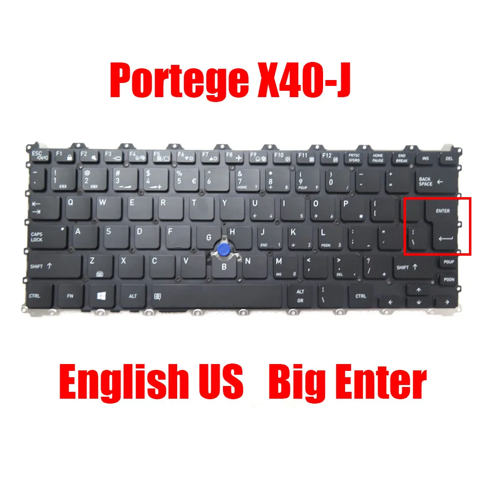 

English US Laptop Keyboard For Dynabook For Portege X40-J Black With Backlit New