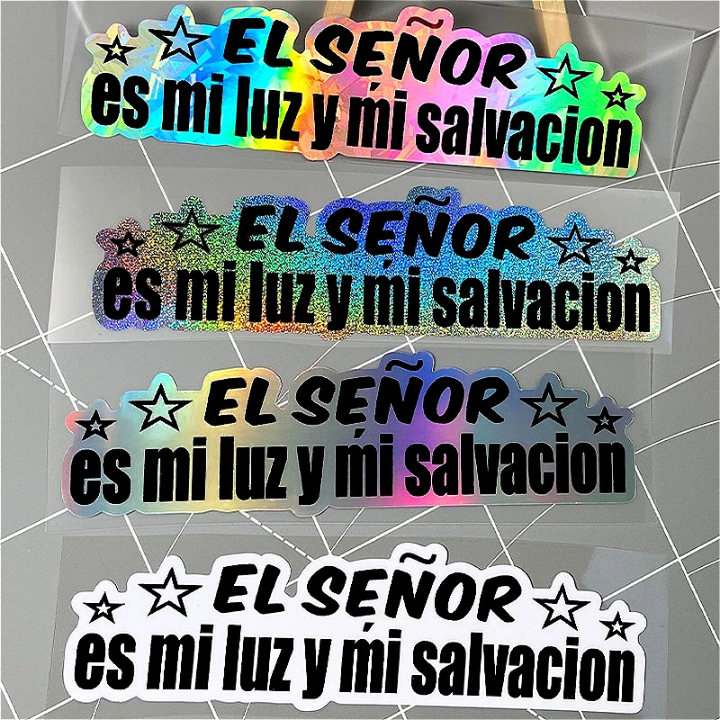 1 Stück EL SENOR ES MI LUZ Y MI SALVACION Spanischer Stil Motorrad-Aufkleber Wasserdicht DIY Auto-Fenster Roller Universelle Vinyl-Aufkleber