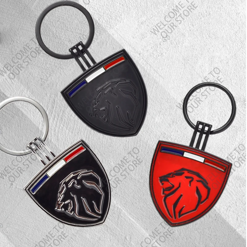 1PCS Metal Lion Key Chain For RCZ GT 208 308 3008 508 206 2008 5008 306 Rifter Expert Partner Car Logo Key Ring Auto Accessories