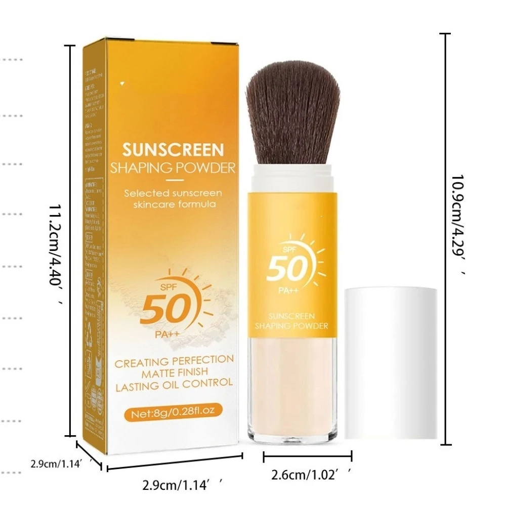 Natural Waterproof SPF 50 Brush Sunscreen Powder Matte Oil Control Loose Powder Sunblock Long Lasting Finishing Powder Face Care