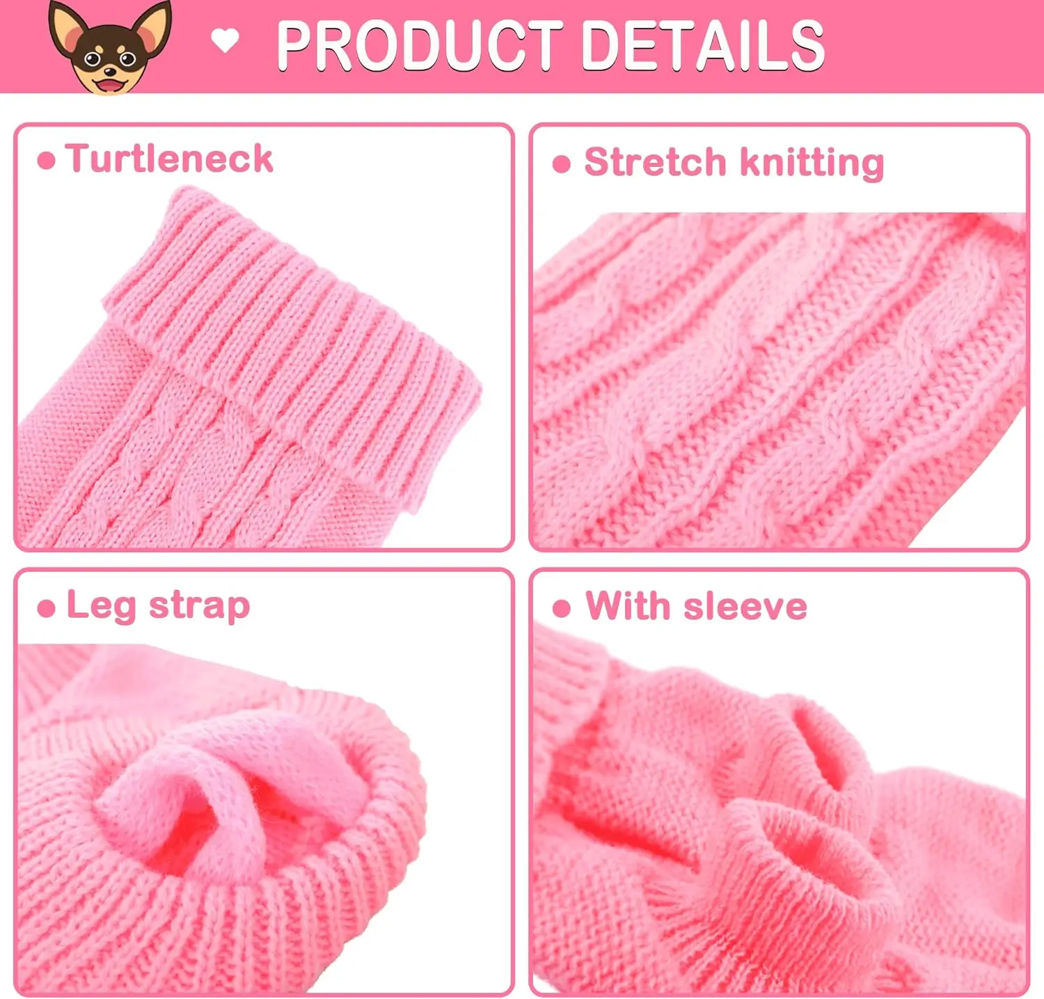 XXXS XXS XS Teacup Chihuahua Dog Sweater Warm Knitted Clothes Apparel Puppy Cat Coat