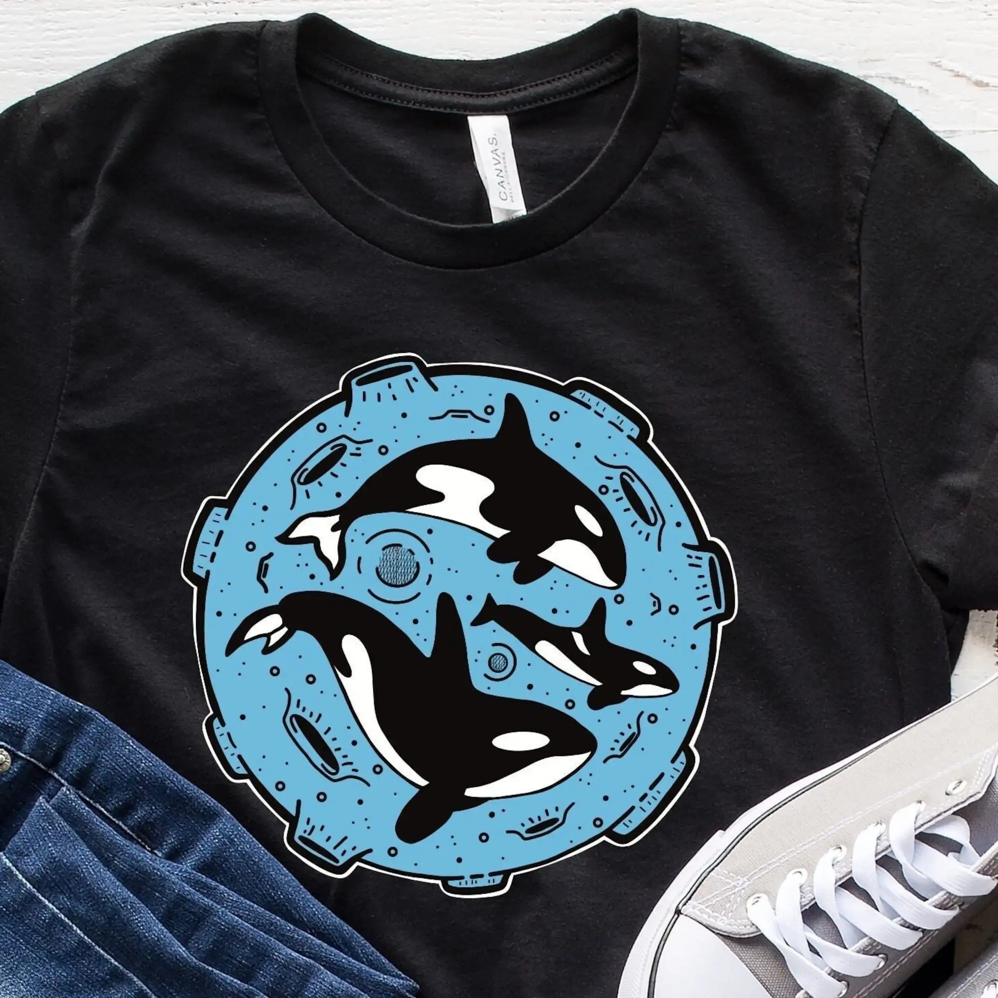 Killer Whale Sea Ocean Mammals Moon Surface Biologists Zoology Blue Lover Fishing Swimming T Shirt Sweat