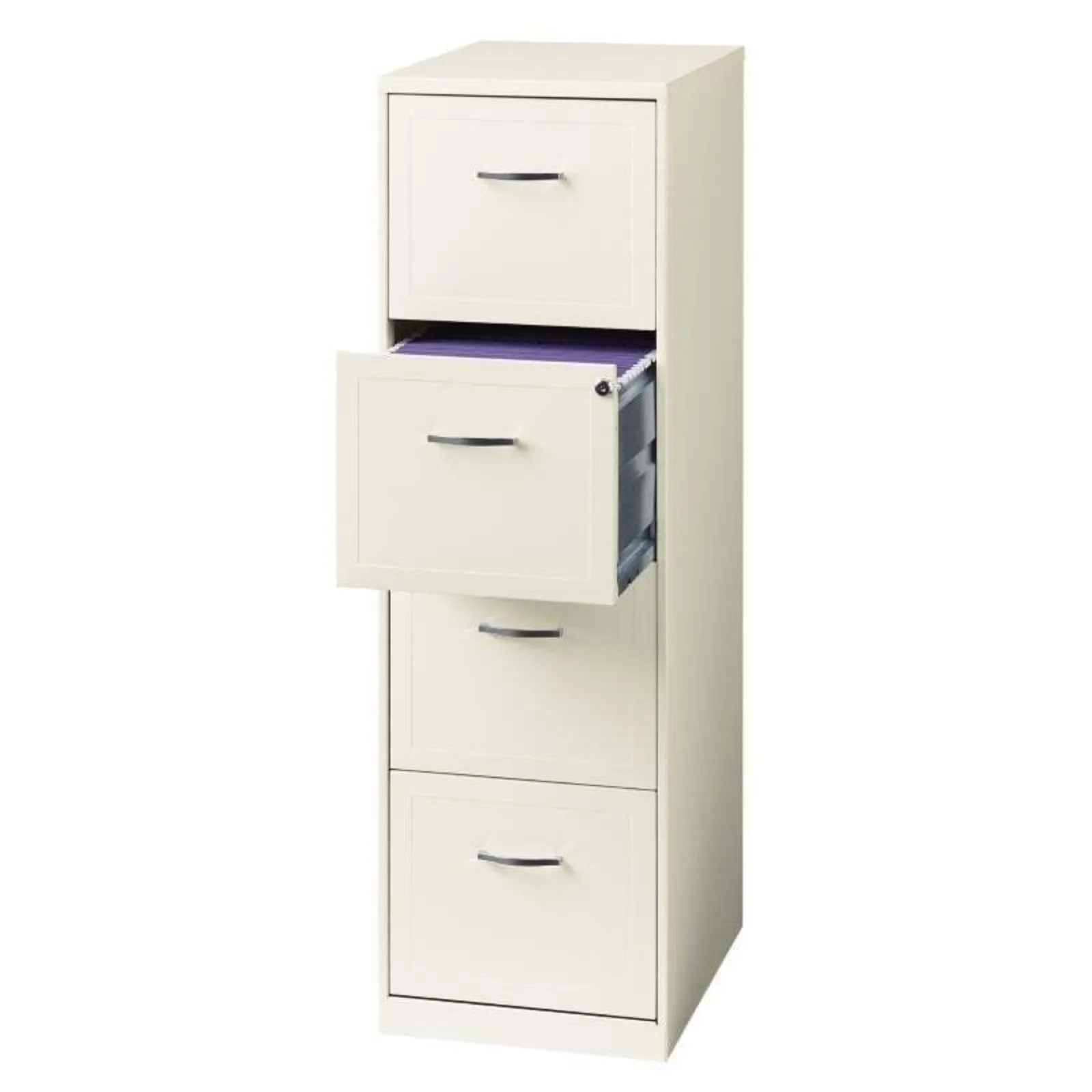 

US Space Solutions 18" Deep 4 Drawer Metal File Cabinet Pearl White