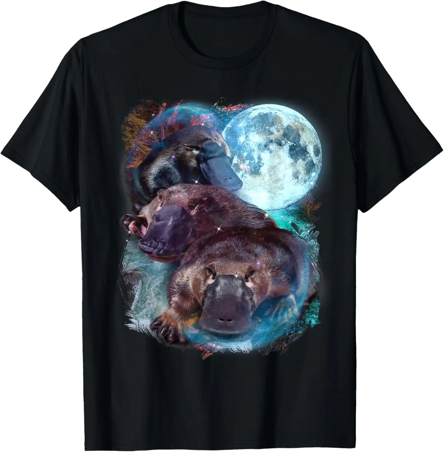 3 Moon Platypus Duckbill Mammal Graphic Animal Lover Novelty T-Shirt