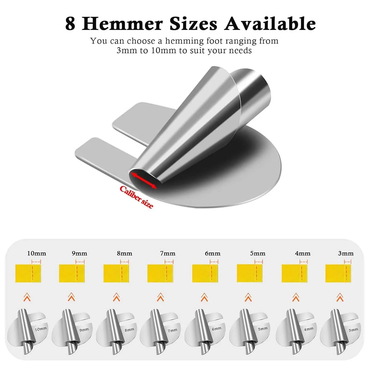 4/8Pcs Rolled Hemmer Presser Foot Wide Roll Hem Foot Household Sewing Machine Foot DIY Sewing Accessories