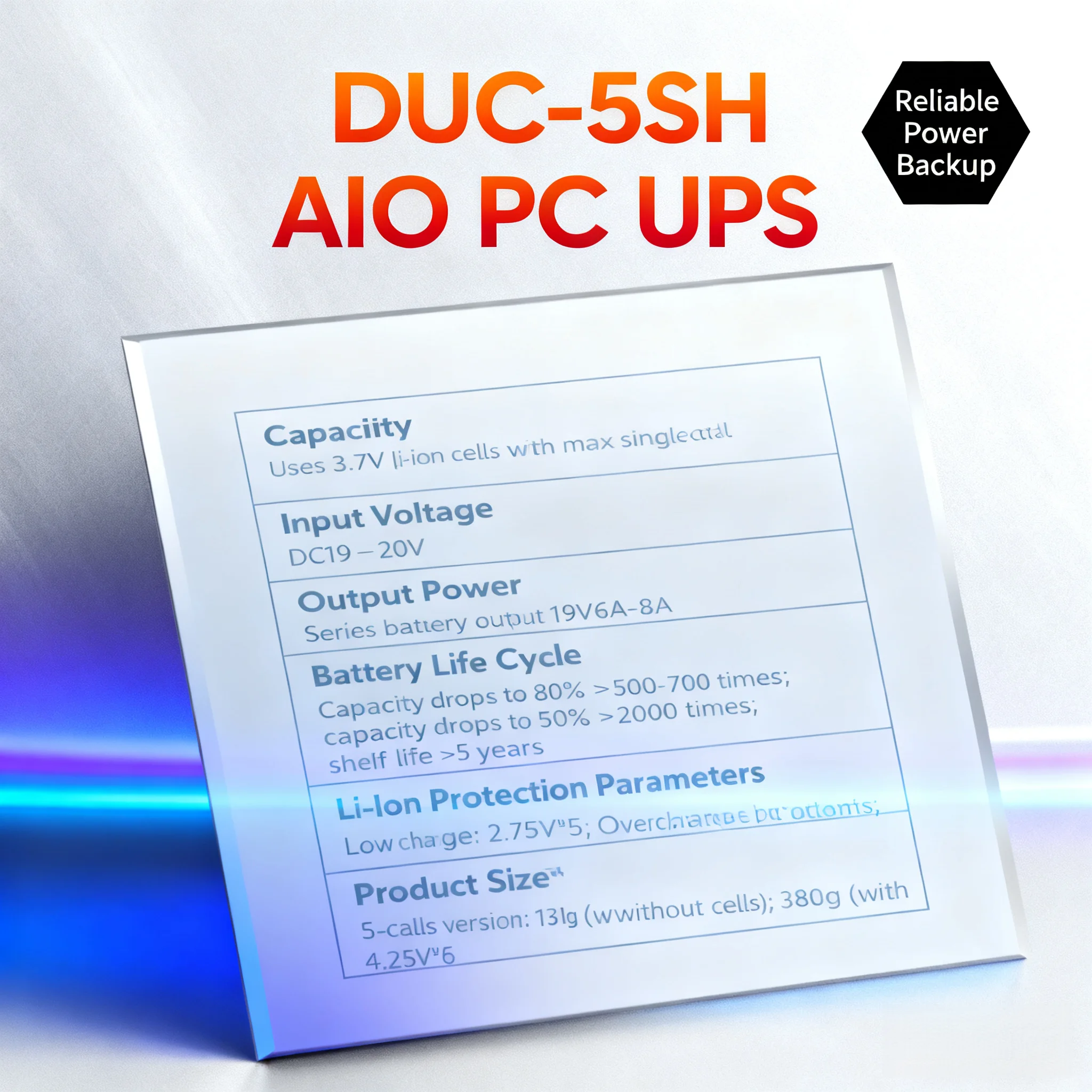 5×18650 Flat Top 19V UPS Backup Box for AIO Desktop No Solder Fast Install Power Cut Protection