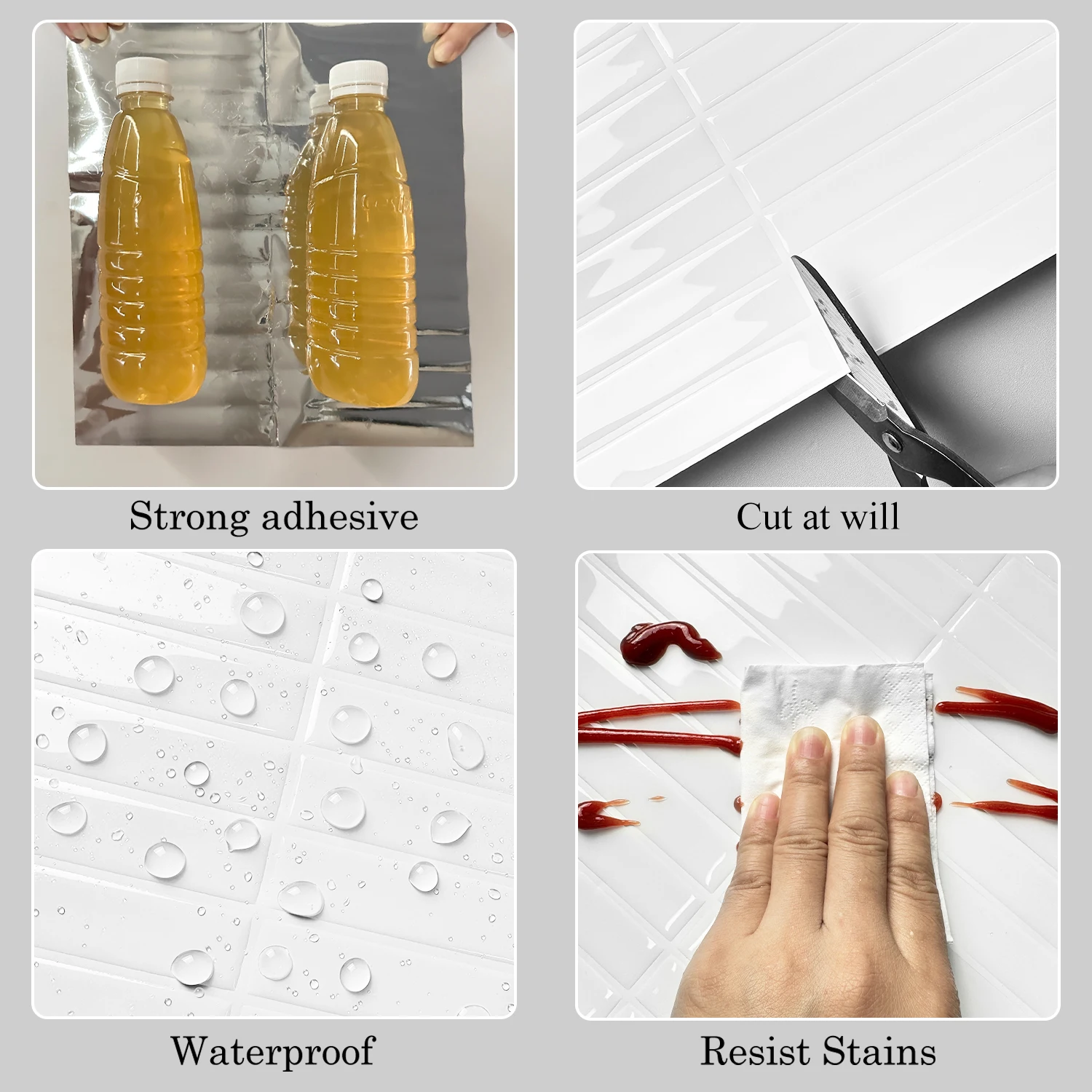 10Pieces 3d Brick Waterproof Wall Tiles Bathroom Self Adhesive Oil-proof Wallpaper  For Kitchen Bathroom Balcony And Sink view 3