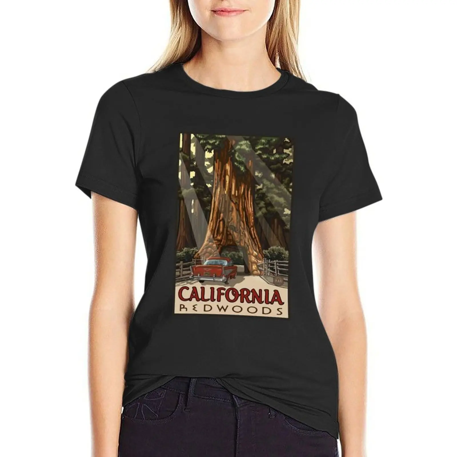 

Redwood National Park California Vintage Travel Decal T-Shirt sublime customizeds customs Summer Women's clothing
