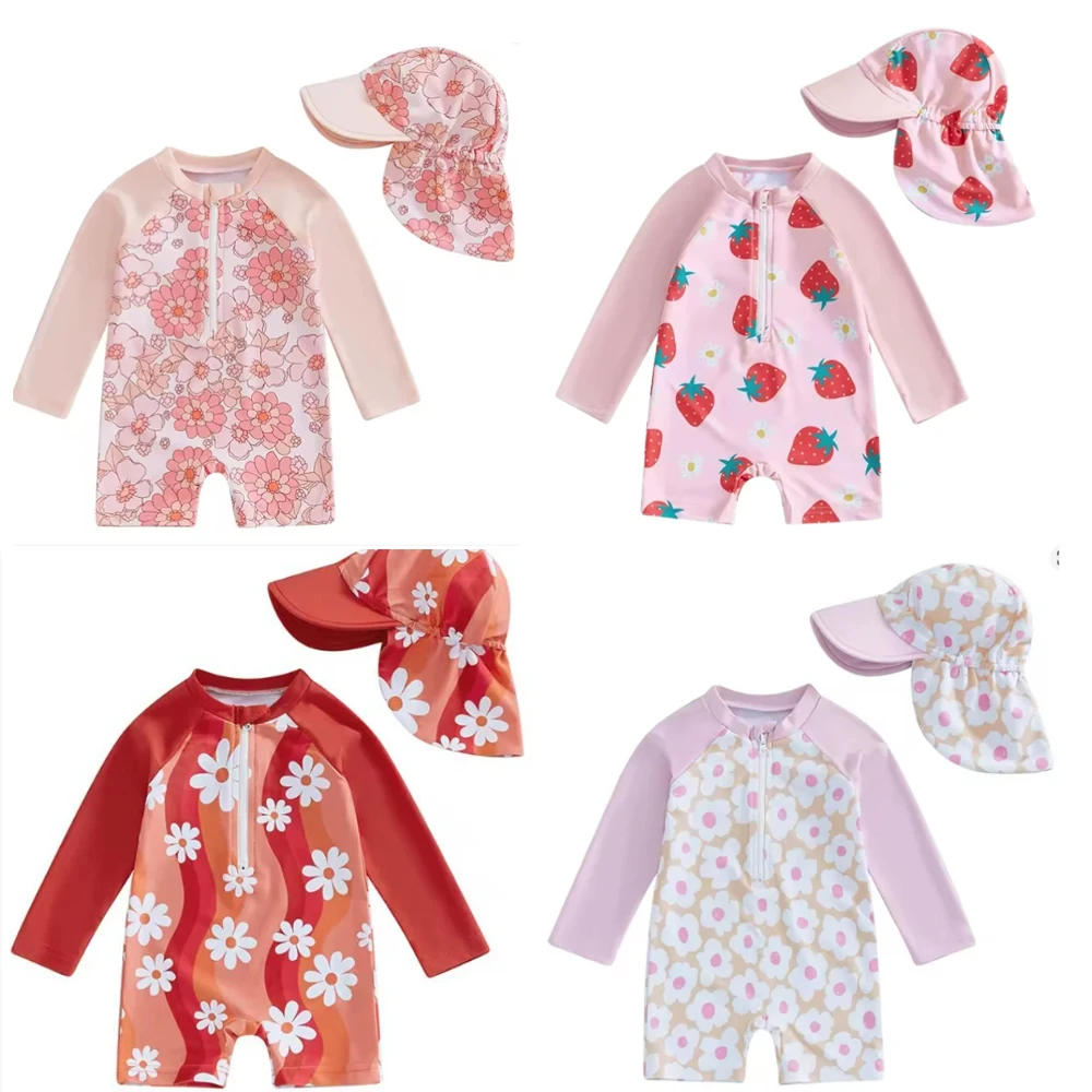 

kids swimming sets 2026 new summer baby gilrs flower holiday swimwear clothing sets