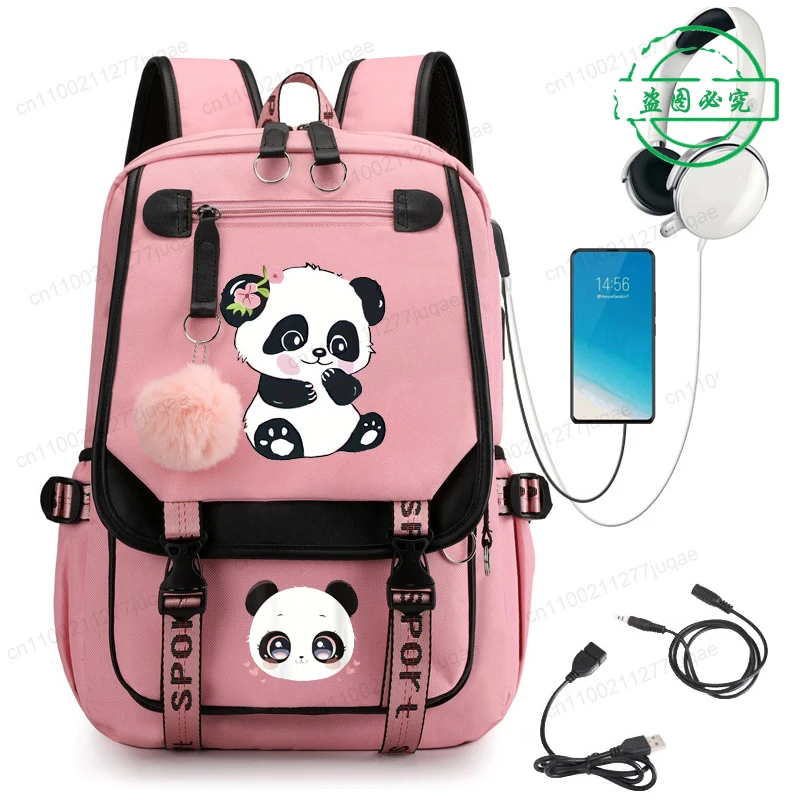 

Kawaii Panda Anime Cartoon Backpack Teenager Backpack for Women Back To School School Bookbags Fashion Trend Student Bagpack