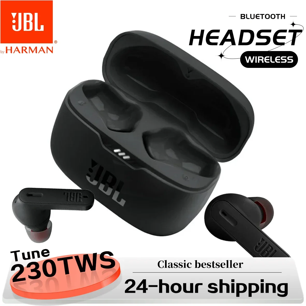 Fone de Ouvido Bluetooth Sem Fio JBL Tune 230nc TWS Original, Estéreo, com Graves, à Prova d'Água, para Esportes, com Microfone, Modelo T230nc