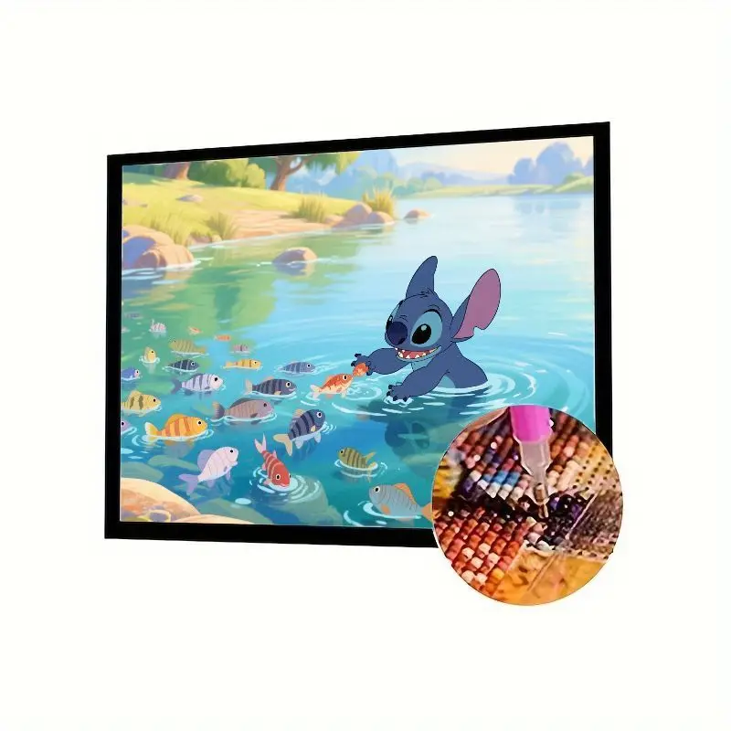 

1 шт. набор алмазной живописи Disney Stitch, милый мультфильм Лило и Стич, игра с рыбой, 5D полная дрель, стразы, вышивка, искусство для