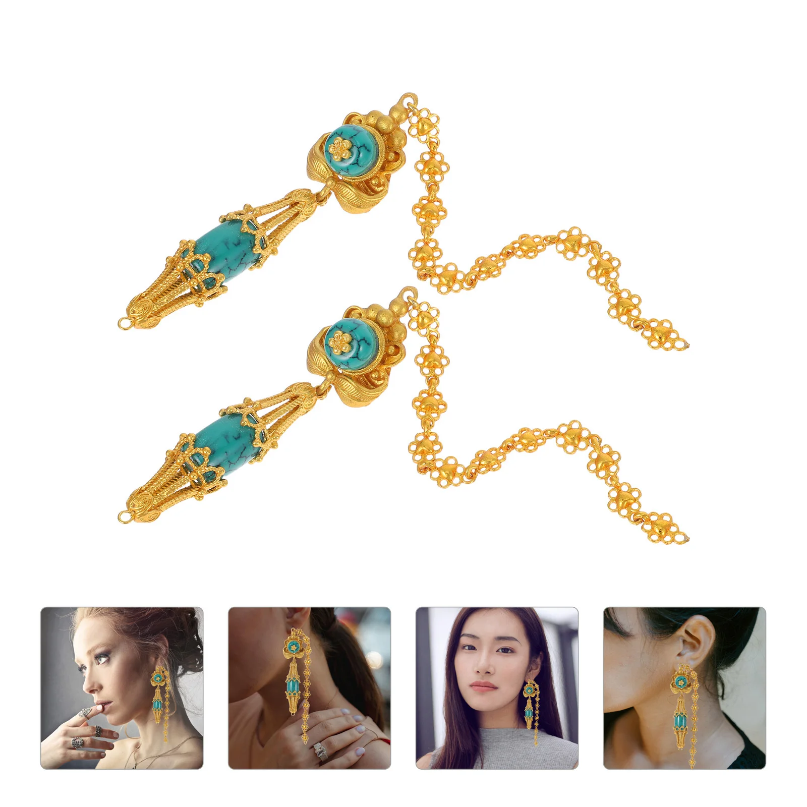 

Ethnic Dangle Earrings Boho Tassel Retro Hollow Floral Design Vintage Statement Jewelry Festival Bridal Party Accessories