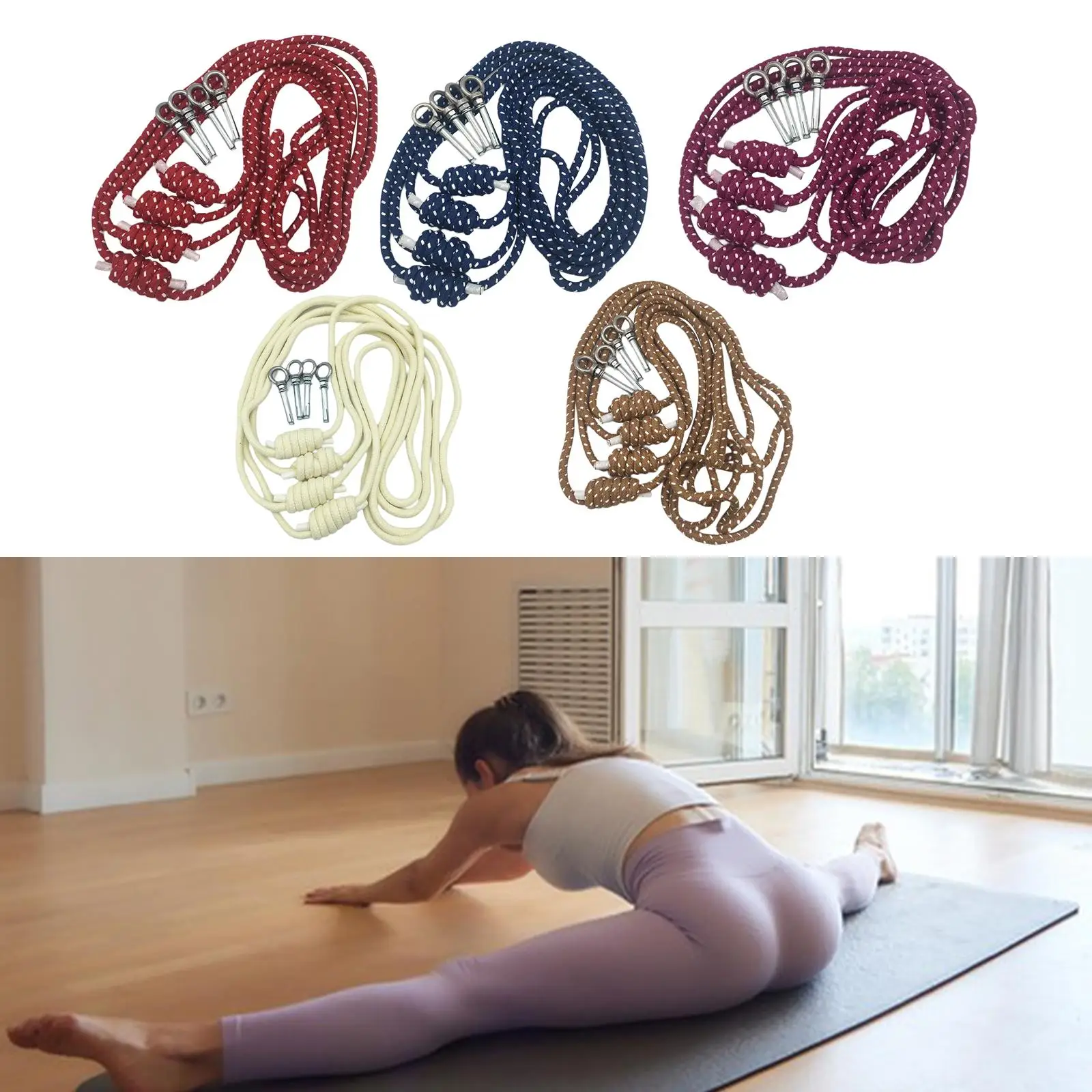 

4 Pieces Yoga Wall Rope Yoga Auxiliary Training Wall Rope for Sports Pilates