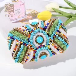 Bohemia Beading Evening Clutch Bag Contrast Colors Summer Hand Bags Wedding Bridal Party Purse Clutch Purse Pochette Femme 2021