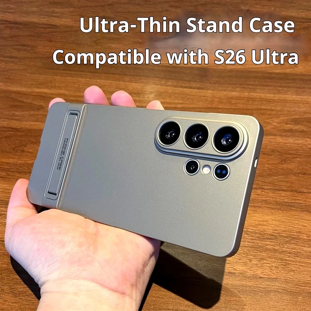 S26 Ultra Invisible Folding Stand Holder Frosted Phone Case For Samsung Galaxy S26 S25 Ultra Shockproof Protection Frosted Cover