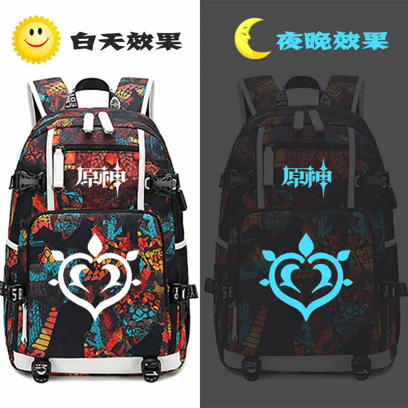 

New Knight Corps Kori Genshin Impact Game Merchandise Student Large Capacity Backpack Unisex Simple Pattern Double Shoulder Bag