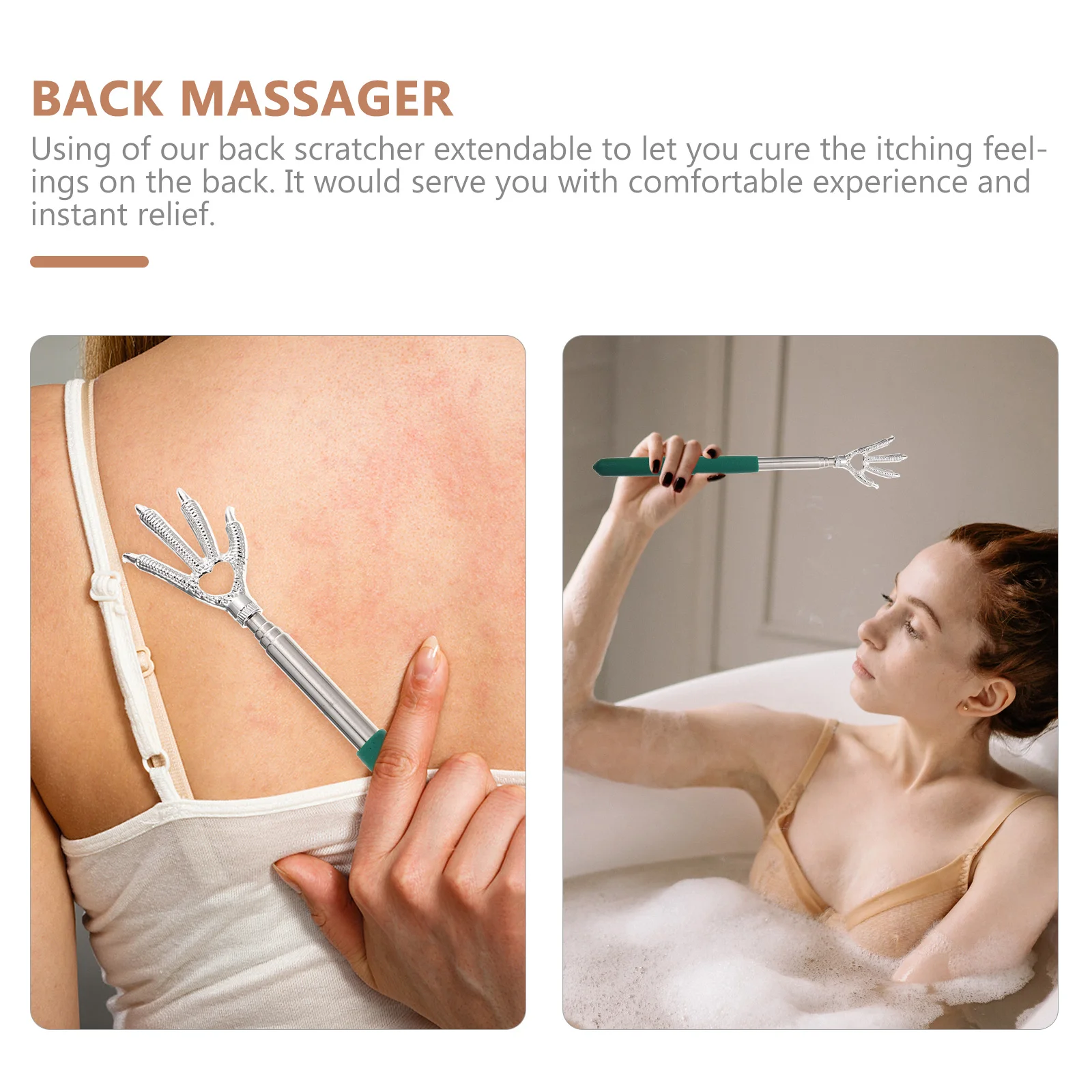 

3Pcs Extendable Stainless Steel Scratchers Retractable Back Massager Claw Tool Itch Device Portable Body Care Accessories