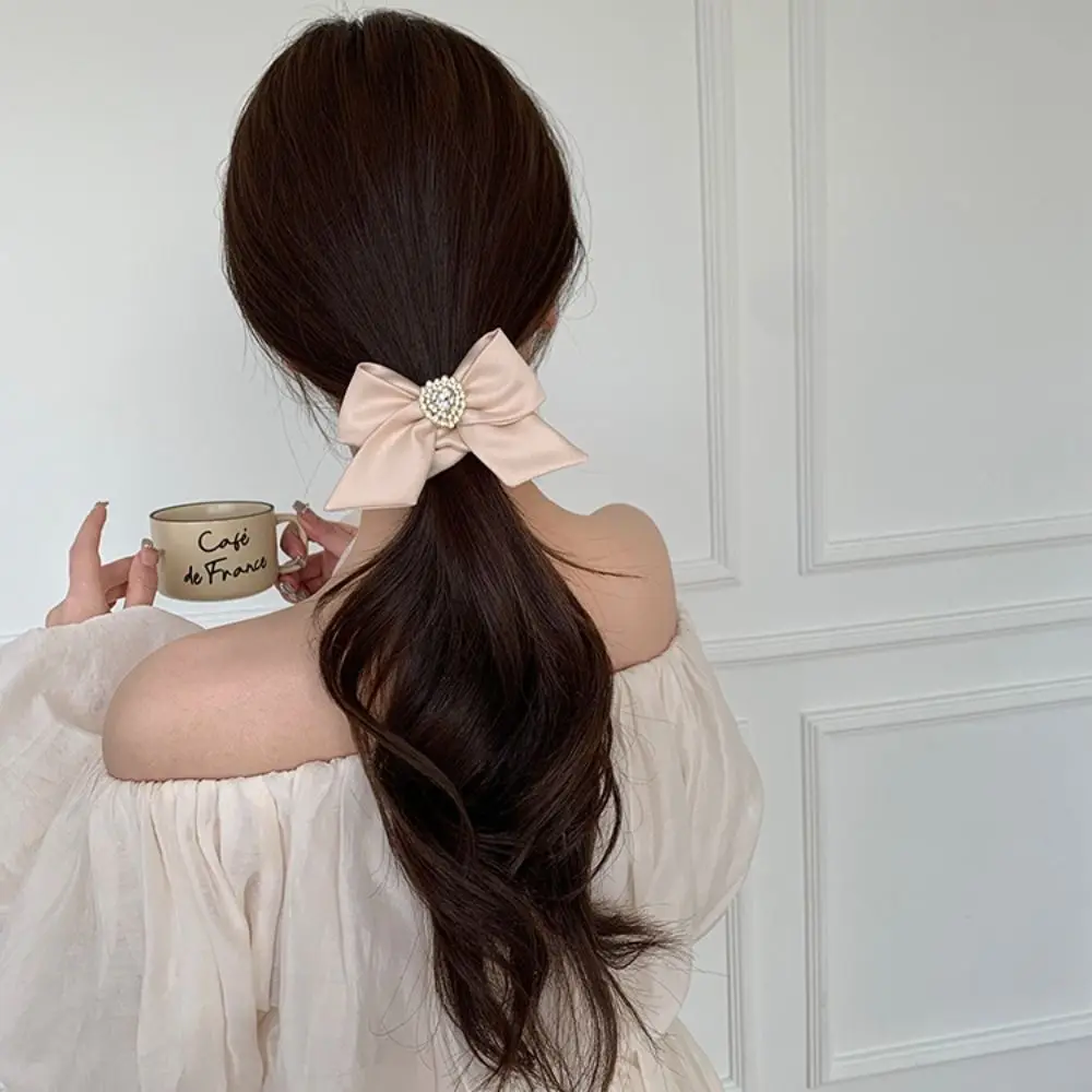 Ikat rambut pita kupu-kupu berlian buatan warna Solid ikat rambut pita Lolita ikat rambut ikat rambut ikat kuda ikat rambut elastis pesta ikat rambut