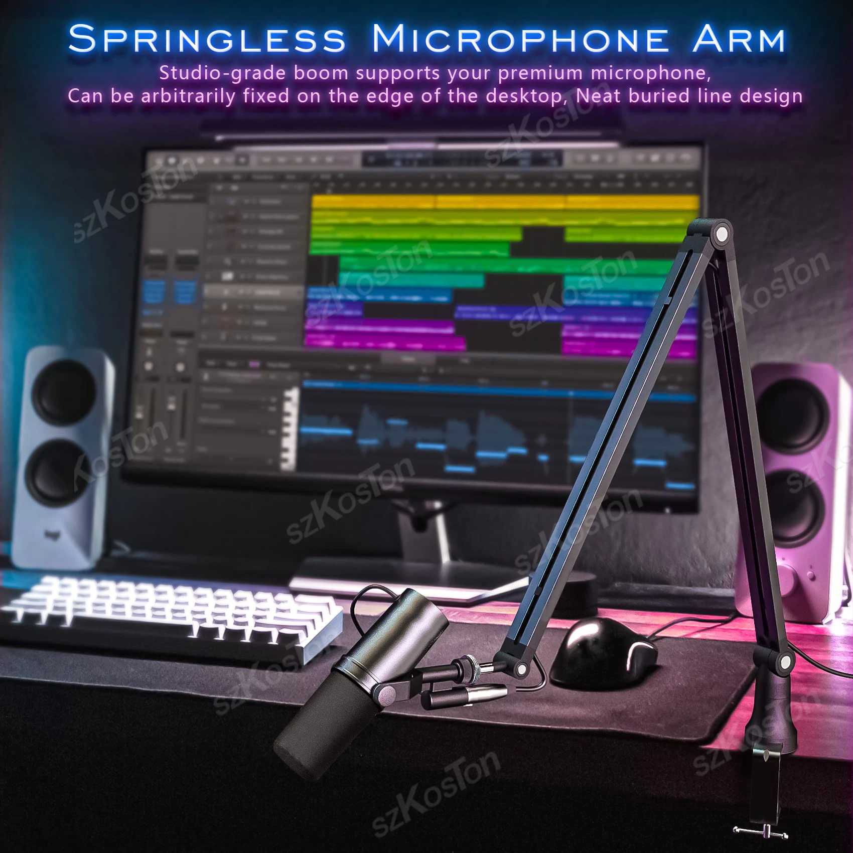 Supporto per microfono braccio con supporto da scrivania supporto a forbice pieghevole regolabile per HyperX QuadCast A8 A6V K658 K688 K669 Mic