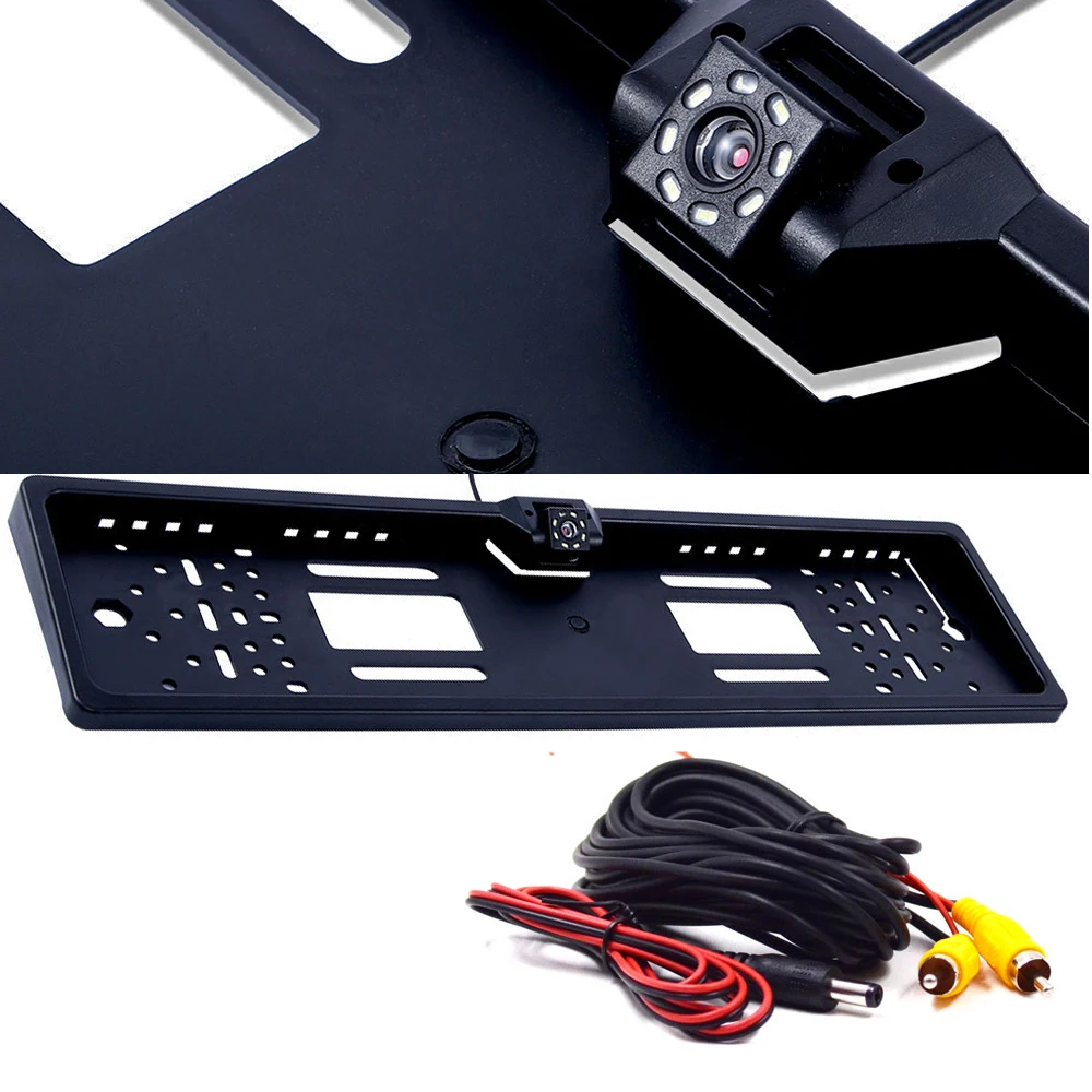 Pakring CCD Car Rear View Camera EU European License Plate Frame Waterproof Night Vision Reverse Backup with 4 Or 8 12 LED Light
