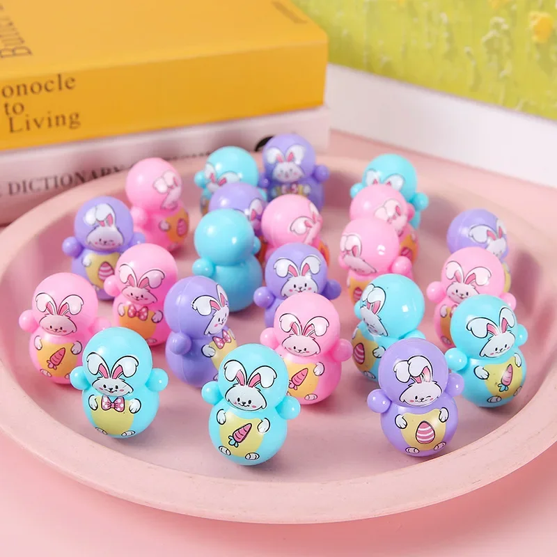 20Pcs Cartoon Mini Rabbit Tumbler Toys for Kids Birthday Party Favors Baby Shower Happy Easter Party Pinata Fillers Gift Bag