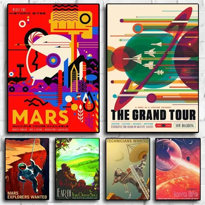 Space Propaganda Universe Science Astronaut 90 80S Retro Fuzzybrain Posters Wall Art Home Decor For Living Kids Room Decoration