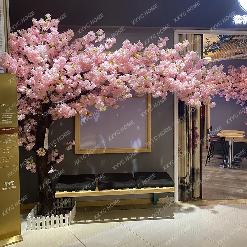 Simulation cherry tree peach blossom  simulation flower fake tree large Internet  wishing tree company lobby entrance decoration