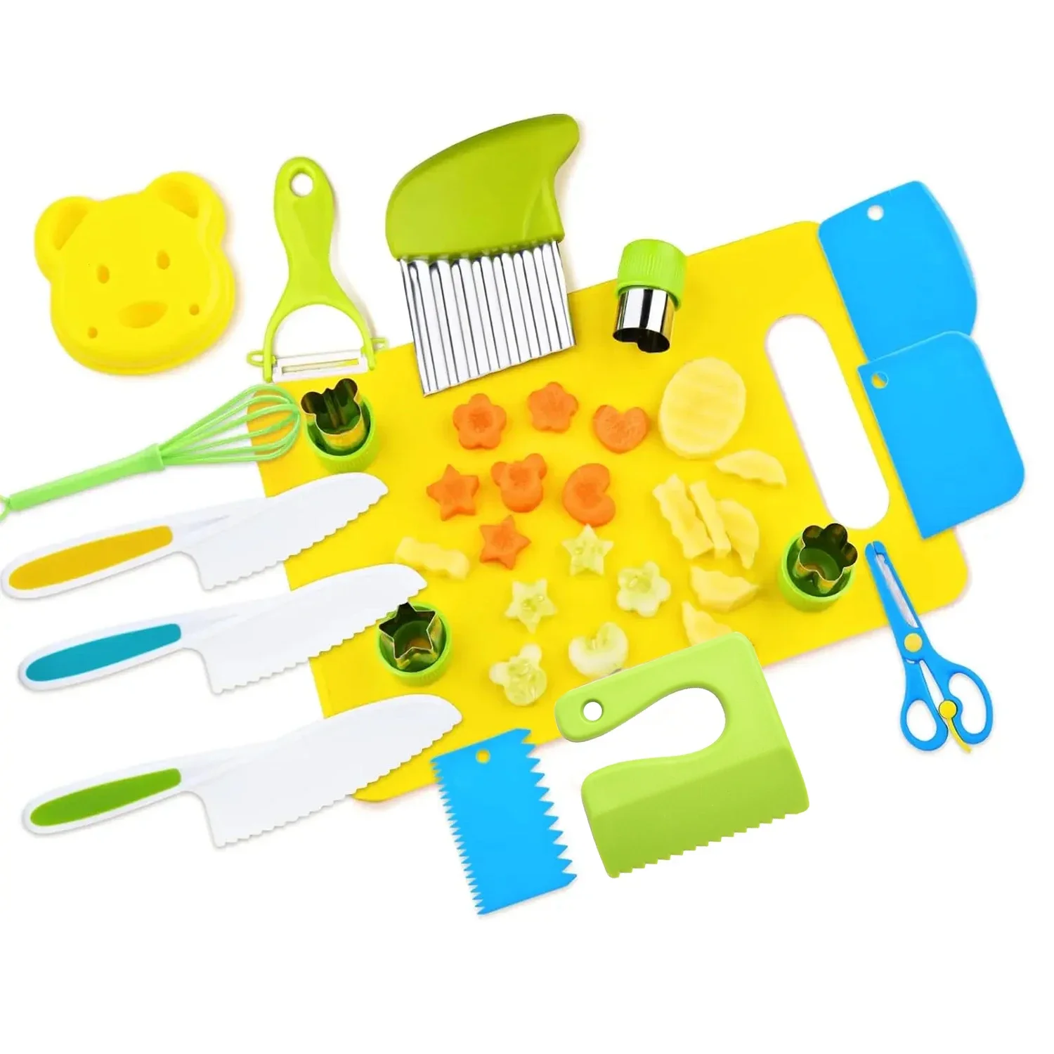 13 Pcs utensili da cucina Montessori per bambini piccoli-Set da cucina per bambini Set di coltelli sicuri per bambini reali coltello pelapatate