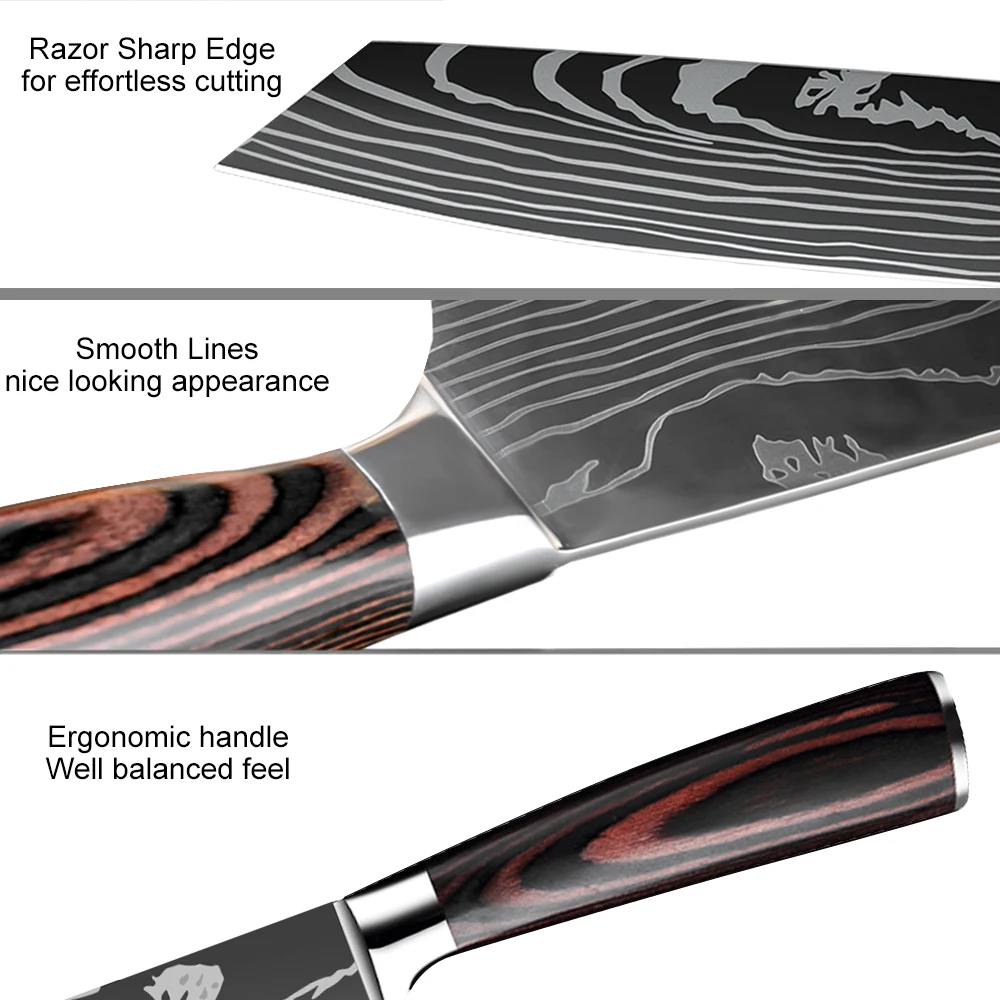 MDHAND Damaststahl Küchenmesser Kochmesser Metzger Fleischbeil Ausbeinen Grill Schneiden Kiritsuke Messer Sushi Messer – Detail 4